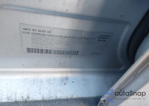 2006 Audi A4 2.0T from USA, damaged, VIN WAUAF78EX6A189820